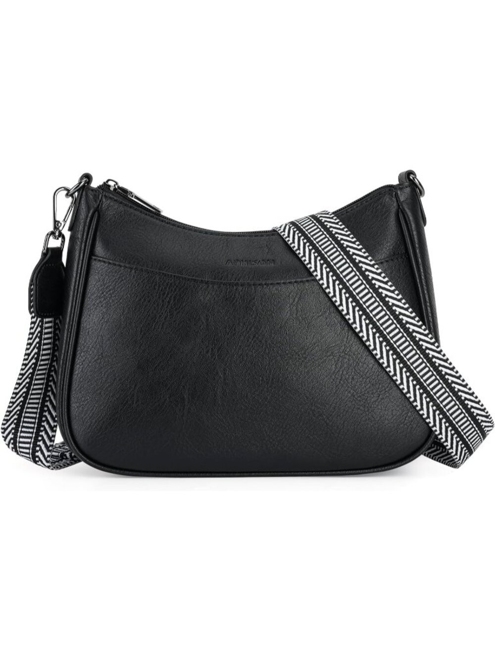 👜Women's Black Leather Crossbody Purse Shoulder Bag Wide Strap Travel